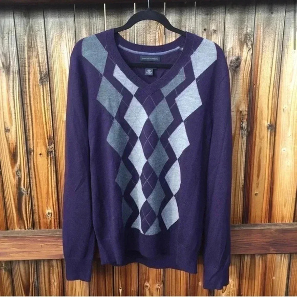 Banana Republic Other - Banana Republic Men’s Royal Purple Argyle V-Neck Sweater Size Medium